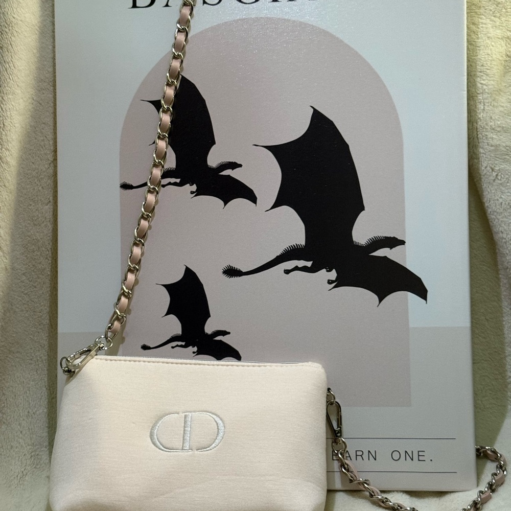 Upcycled Dior Pink Makeup Bag Crossbody with Pink/Silver Chain Strap